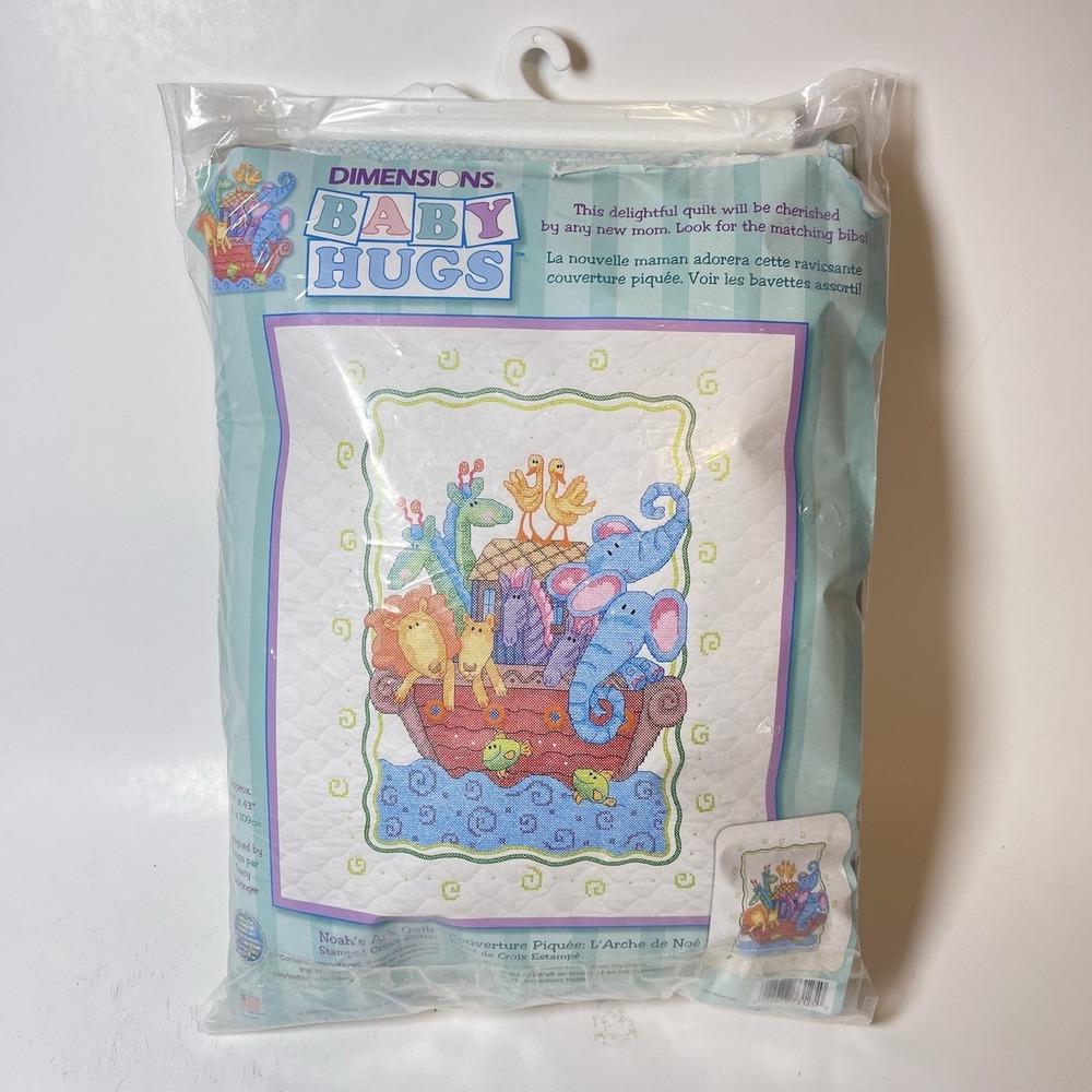 Vintage Dimensions Baby Hugs Stamped Cross Stitch Kit Noah's Ark Quilt NEW Other